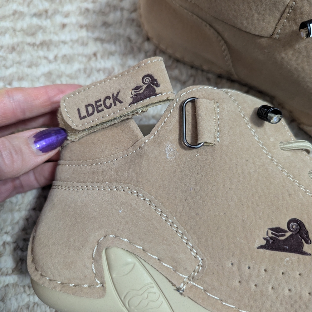LDECK Women's Beige Ankle Booties